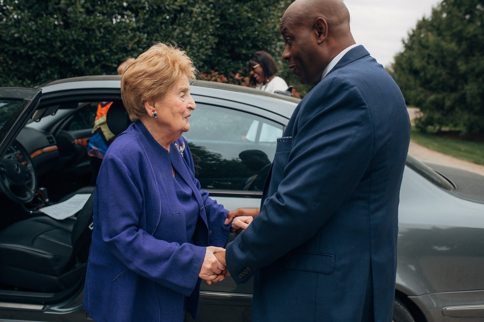 Forest Hayes greeting Secretary Madeleine Albright