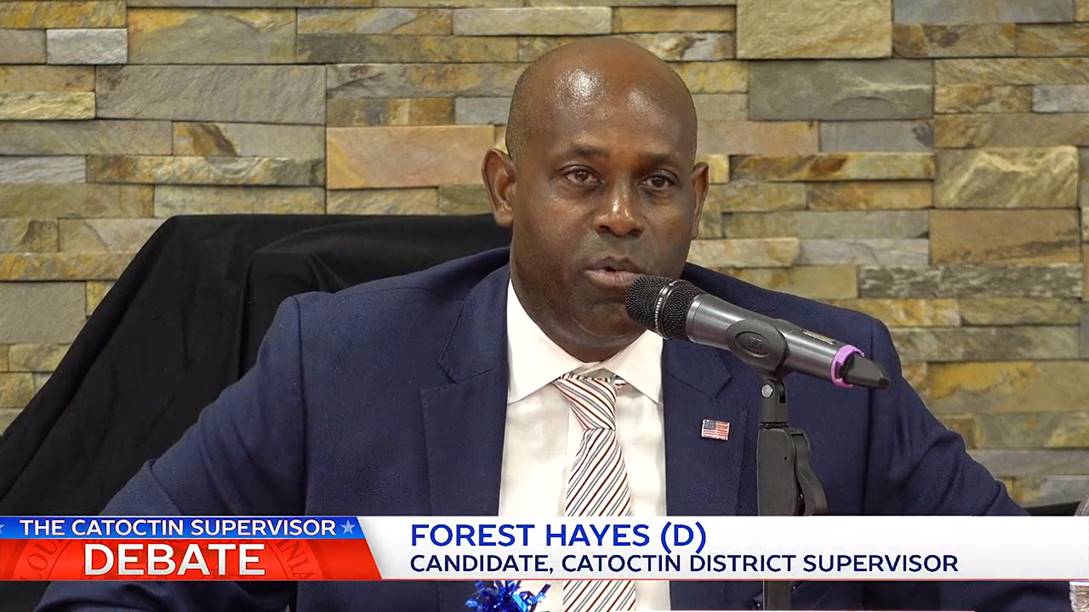 Forest Hayes at the 2019 Catoctin Supervisor debate on TV