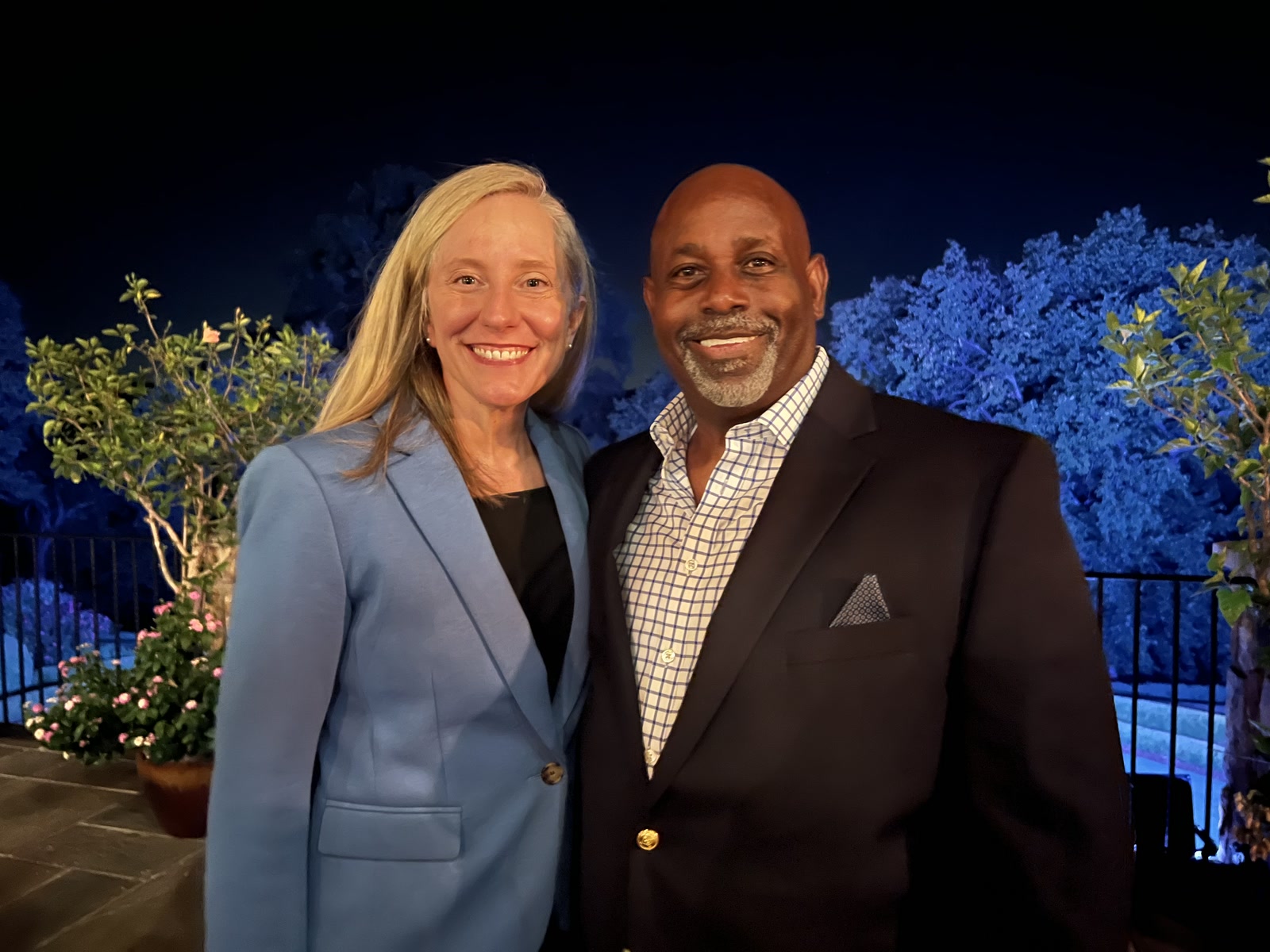 Forest Hayes with Governor Abigail Spanberger at an evening event